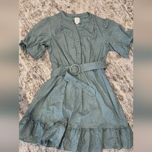 Joie Teal Eyelet Mini Dress